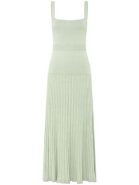 Anna Quan Square-Neck Green Maxi Knit Dress